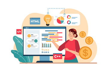 Product Management Illustration concept on white background