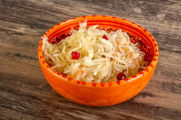 Sauerkraut with cranberry in the bowl