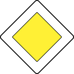 The sign ahead is the main road. Vector image.