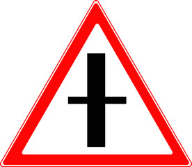 Obraz premium The sign represents an intersection with a secondary road.