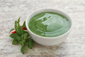 Green chili pepper and lime sauce