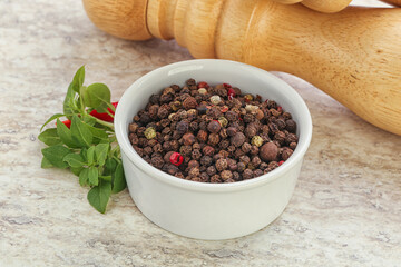 Peppercorn mix heap in the bowl