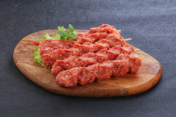 Raw beef kebab minced meat
