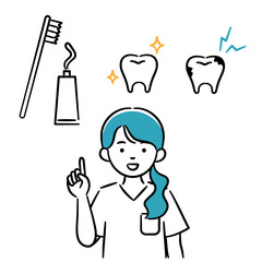 Simple illustration set of a young female dentist