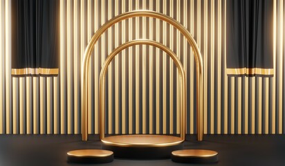 3D rendering of blank product background for cream cosmetics Modern black podium background