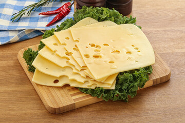 Sliced maasdam cheese for breakfast