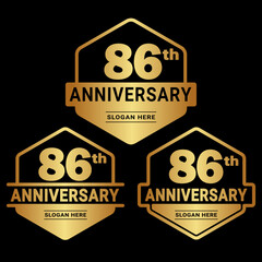 86 years anniversary celebration logotype. 86th anniversary logo collection. Set of anniversary design template. Vector and illustration. 