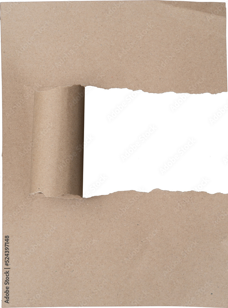 Poster Torn Paper with space for text design, Old brown Paper roll texture background, 