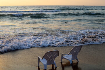 Chair for relaxing in a cafe on the Mediterranean coast