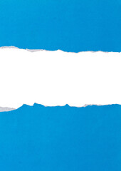Torn light blue paper with white copy space for your message.