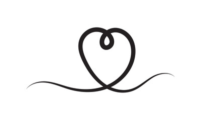 Hand drawn heart symbol. Love Continuous line drawing	
