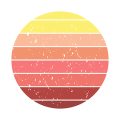 Retro sunset art. Vintage color striped grunge background	
