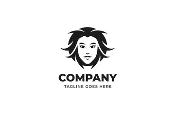 Woman Head Beauty Hair Salon Logo Template