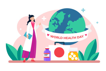 World Health Day Illustration concept on white background