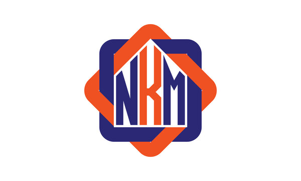 NKM three letter real estate logo with home icon logo design vector template | construction logo | housing logo | engineering logo | initial letter logo | minimalist logo | property logo |