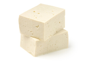 tofu on white background - obrazy, fototapety, plakaty