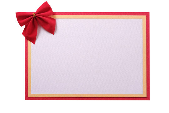 Christmas card or invite blank red bow isolated transparent background photo PNG file