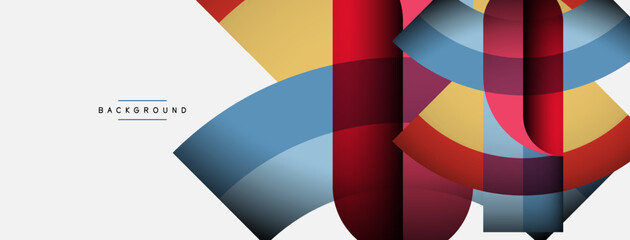 Trendy shapes, color minimal design composition, lines and shadows for wallpaper banner background or landing page