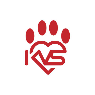 Letter KVS Paw Simple Modern Logo, alphabet capital letter KVS Paw Pet