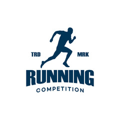 Fototapeta na wymiar Running Man vintage Logo template illustration