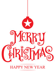 red christmas ball with text