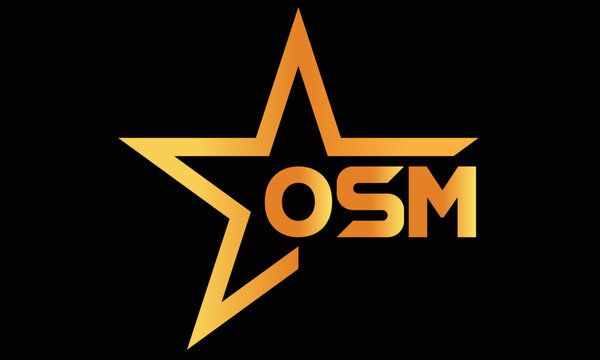 OSM golden luxury star icon three letter logo design vector template. royal logo | luxury logo | jewelry logo | premium logo | iconic logo | Victoria logo |	