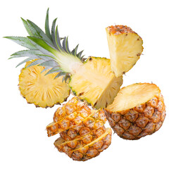 Split Pineapple Fruit isolated over alpha background.