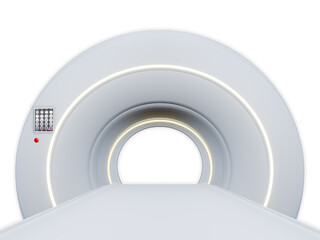 MRI SCANNER - Magnetic resonance imaging scan device in Hospital 3D rendering .