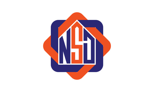 NSD three letter real estate logo with home icon logo design vector template | construction logo | housing logo | engineering logo | initial letter logo | minimalist logo | property logo |