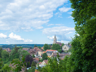 Bonndorf, Germany - May 29th 2022: VIew over the historic village with church