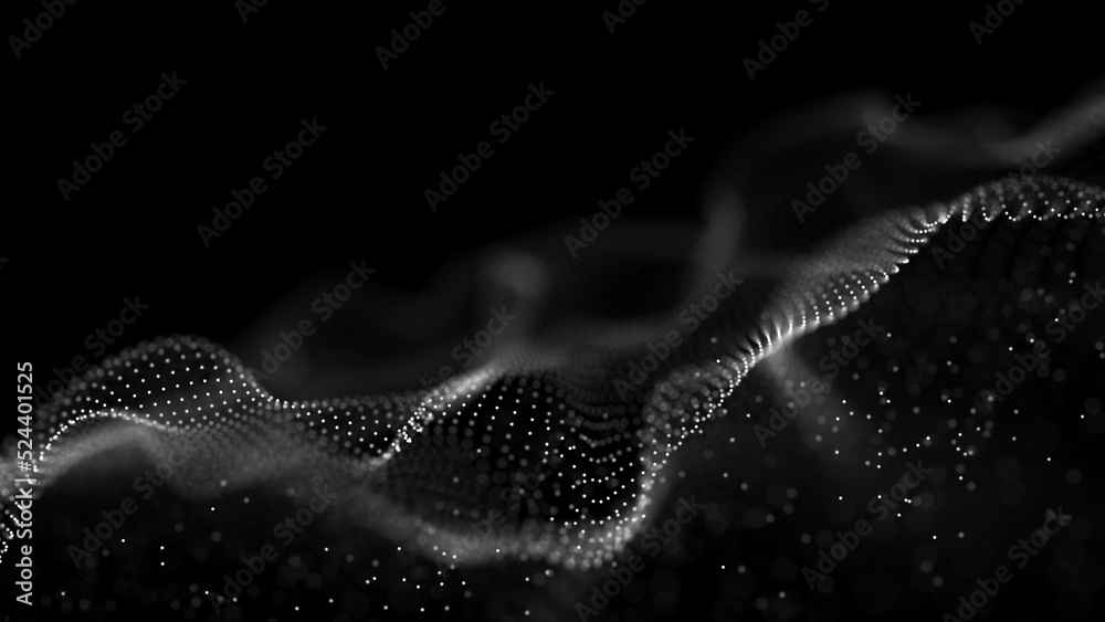 Poster futuristic wave. network connection structure in cyberspace. 3d rendering.