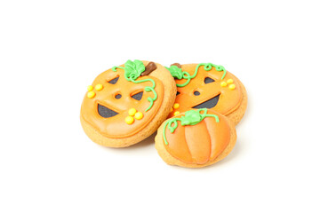 Funny halloween cookies isolated on white background