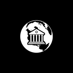 World banking icon isolated on dark background