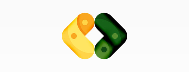 Creative geometric wallpaper. Round arrow shape minimal geometric background. Techno business template for wallpaper, banner, background or landing