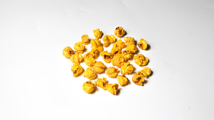Tasty Popcorn isolated white background, elements for label design.