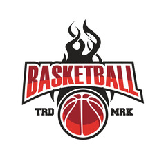 vintage logo fire basketball template illustration