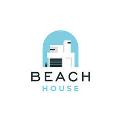 Modern minimalist of house. Building exterior of contemporary villa. Real estate logo. Vector illustration isolated on white background