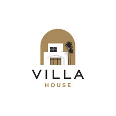 Naklejka premium Modern minimalist of house. Building exterior of contemporary villa. Real estate logo. Vector illustration isolated on white background