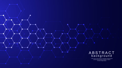 Tech hexagon background with blue gradient