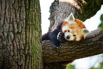 Foto op Aluminium red panda on the tree © Jim Barris