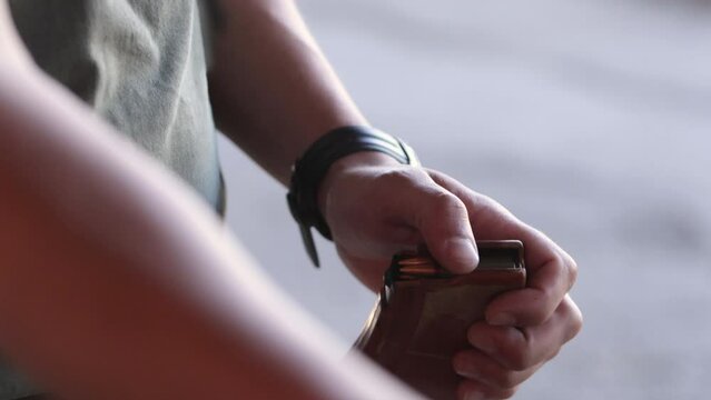Close-up of ammo taken by hand from an AK47 in 7,62 caliber