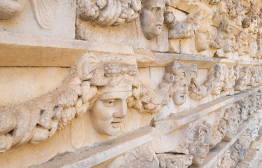 Sculpted Greek mask from the ruins of the theater of Aphrodisias Turkey