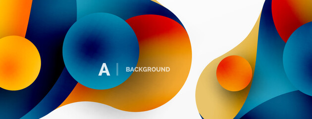 Flowing geometric shapes minimalist abstract background. Round shapes and circles. Wallpaper for concept of AI technology, blockchain, communication, 5G, science, business