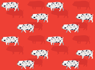 Animal Pig Gloucester Old Spot Walking Seamless Wallpaper Background