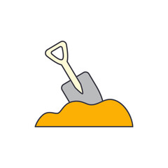 garden shovel icon in color, isolated on white background 