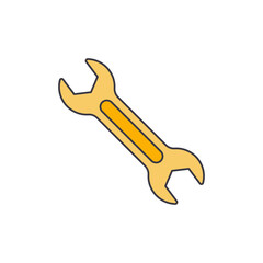 wrench icon in color, isolated on white background 