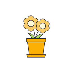 flower in pot icon in color, isolated on white background 
