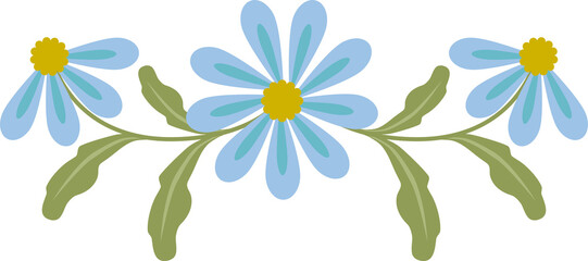 Blue flower illustration. Flat design.