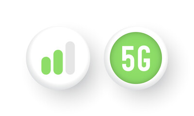 5G network and network signal quality line button, Mobile internet symbol, Website design, Mobile app