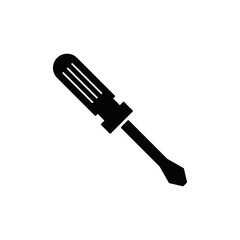 screwdriver icon in black flat glyph, filled style isolated on white background